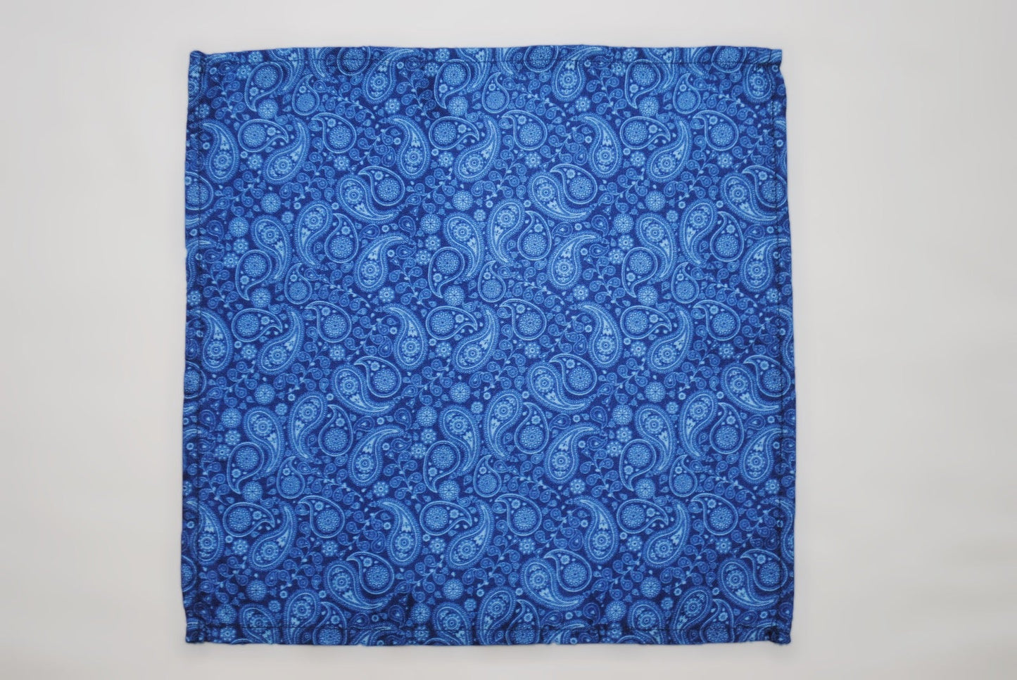 Vegan Pocket Square in Blue Paisley