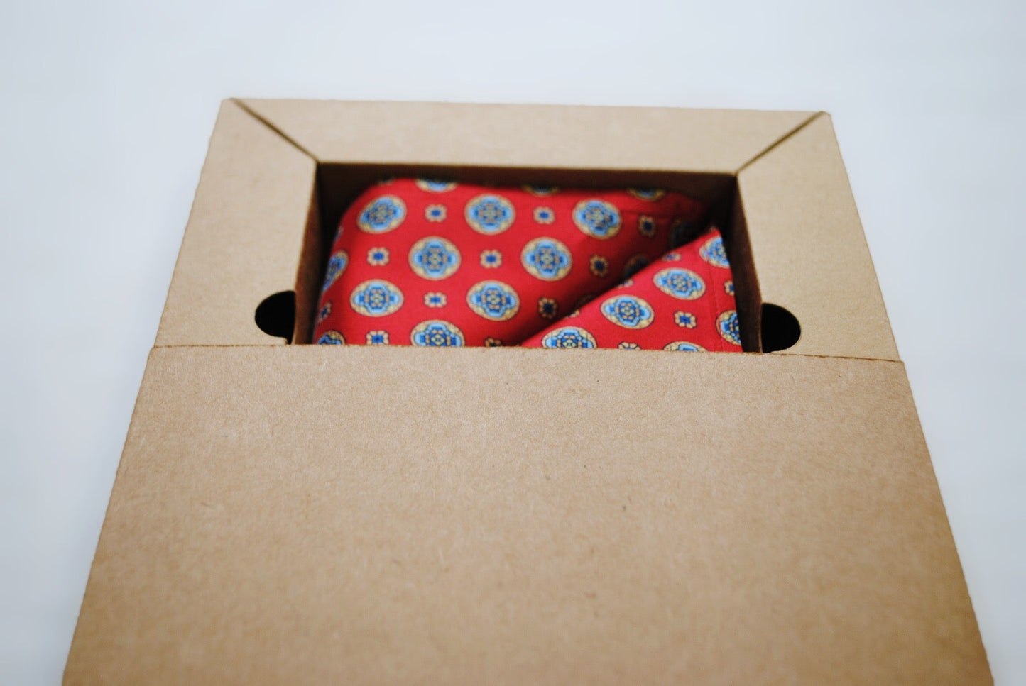 Vegan Pocket Square in Red and Blue Spot