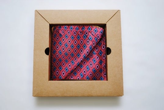 Vegan Pocket Square in Burgundy and Blue