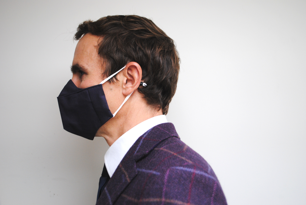 Egyptian Cotton Face Covering in Dark Blue