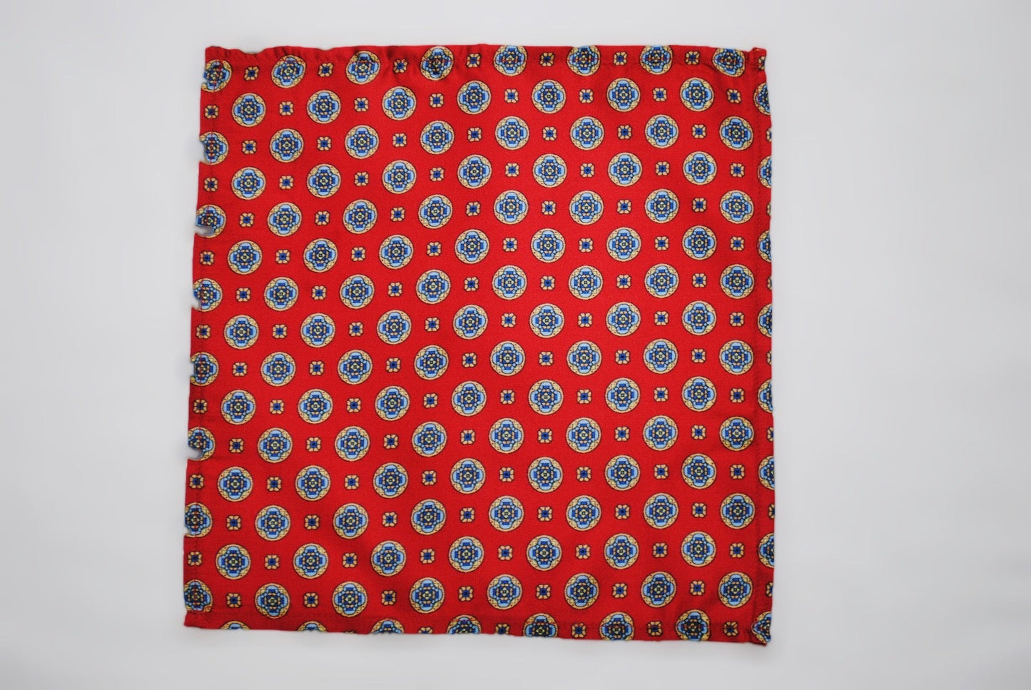 Vegan Pocket Square in Red and Blue Spot