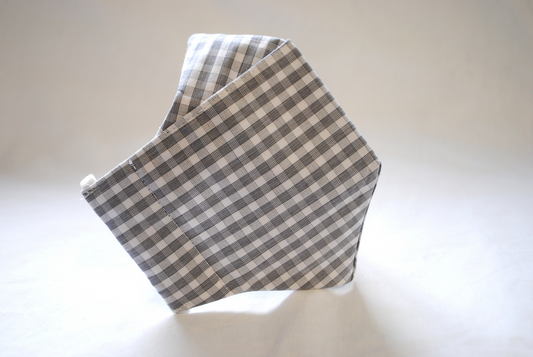 Egyptian Cotton Face Covering in Grey and White Check