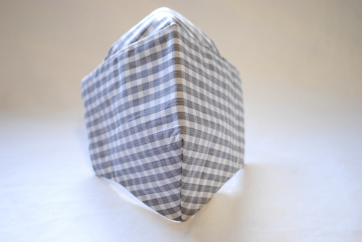 Egyptian Cotton Face Covering in Grey and White Check